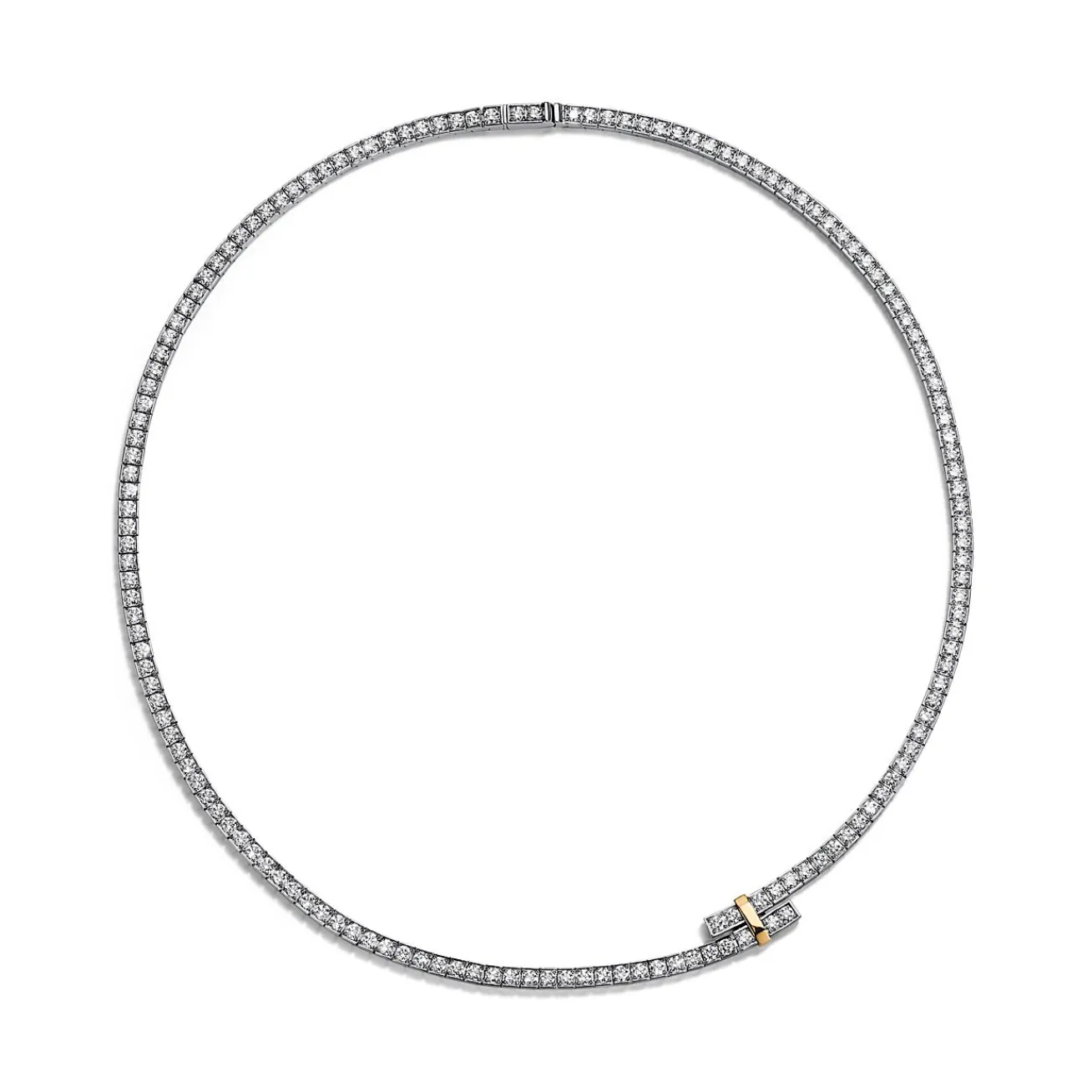 Tiffany & Co. Tiffany Edge Bypass Necklace in Platinum and Yellow Gold with Diamonds | ^ Necklaces & Pendants|Gold Jewelry