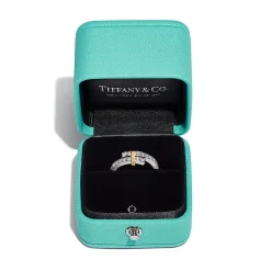 Tiffany & Co. Tiffany Edge Bypass Ring in Platinum and Yellow Gold with Diamonds, Narrow | ^ Rings|Gold Jewelry