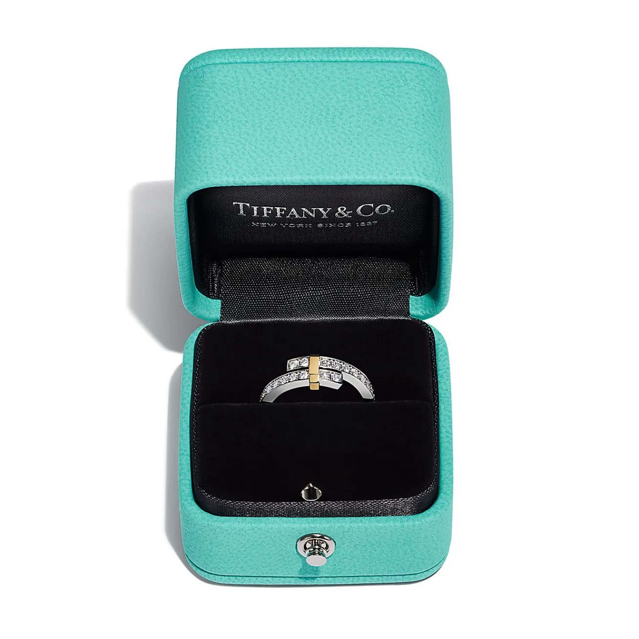 Tiffany & Co. Tiffany Edge Bypass Ring in Platinum and Yellow Gold with Diamonds, Narrow | ^ Rings|Gold Jewelry