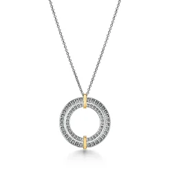 Tiffany & Co. Tiffany Edge Circle Pendant in Platinum and Yellow Gold with Diamonds, Large | ^ Necklaces & Pendants|Gold Jewelry