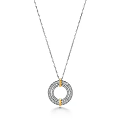 Tiffany & Co. Tiffany Edge Circle Pendant in Platinum and Yellow Gold with Diamonds, Small | ^ Necklaces & Pendants|Gold Jewelry