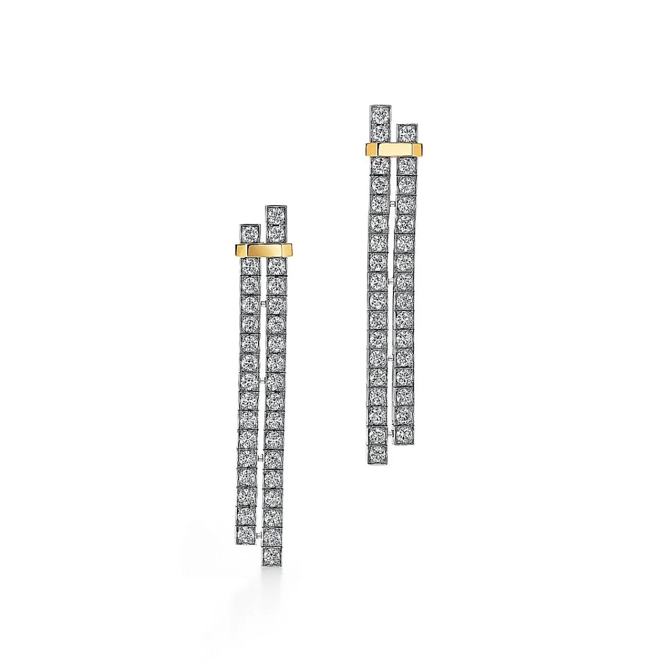 Tiffany & Co. Tiffany Edge Drop Earrings in Platinum and Yellow Gold with Diamonds | ^ Earrings|Gold Jewelry
