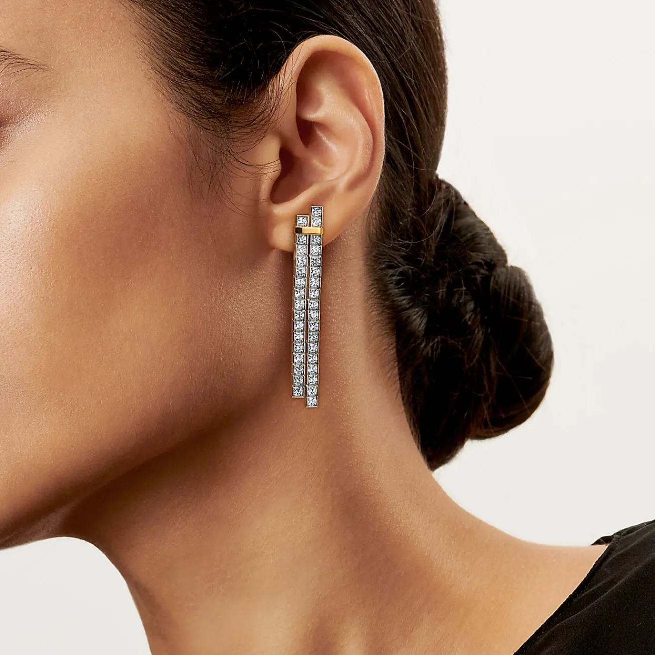 Tiffany & Co. Tiffany Edge Drop Earrings in Platinum and Yellow Gold with Diamonds | ^ Earrings|Gold Jewelry
