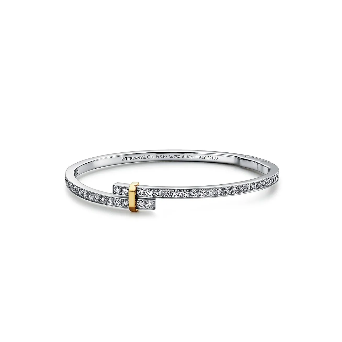 Tiffany & Co. Tiffany Edge Hinged Bypass Bangle in Platinum and Yellow Gold with Diamonds | ^ Bracelets|Gold Jewelry