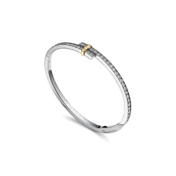 Tiffany & Co. Tiffany Edge Hinged Bypass Bangle in Platinum and Yellow Gold with Diamonds | ^ Bracelets|Gold Jewelry