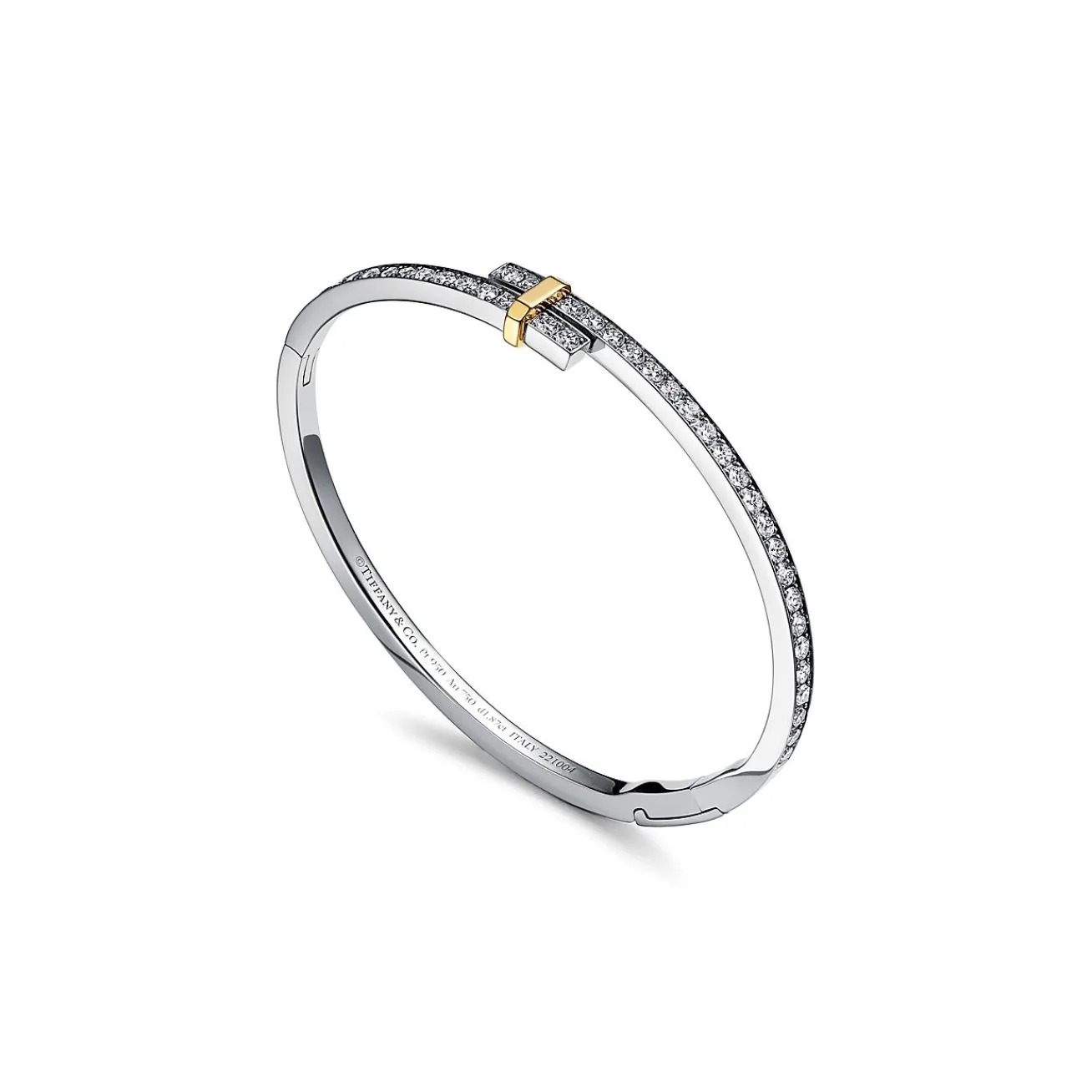 Tiffany & Co. Tiffany Edge Hinged Bypass Bangle in Platinum and Yellow Gold with Diamonds | ^ Bracelets|Gold Jewelry