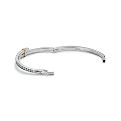 Tiffany & Co. Tiffany Edge Hinged Bypass Bangle in Platinum and Yellow Gold with Diamonds | ^ Bracelets|Gold Jewelry