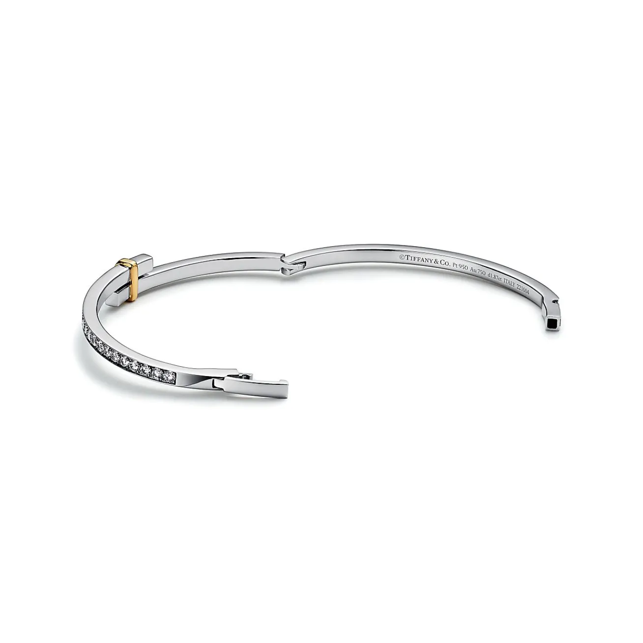 Tiffany & Co. Tiffany Edge Hinged Bypass Bangle in Platinum and Yellow Gold with Diamonds | ^ Bracelets|Gold Jewelry
