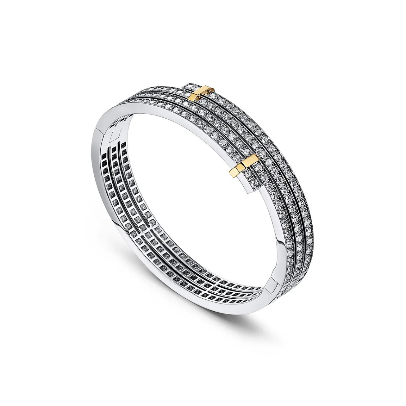 Tiffany & Co. Tiffany Edge Multi-row Bypass Bracelet in Platinum and Yellow Gold with Diamonds | ^ Bracelets|Gold Jewelry