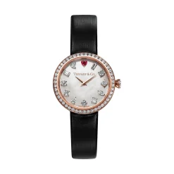 Tiffany & Co. Tiffany Eternity 28 MM Round Watch in Rose Gold with a Rubellite and Diamonds | ^Women Fine Watches|Women’s Watches