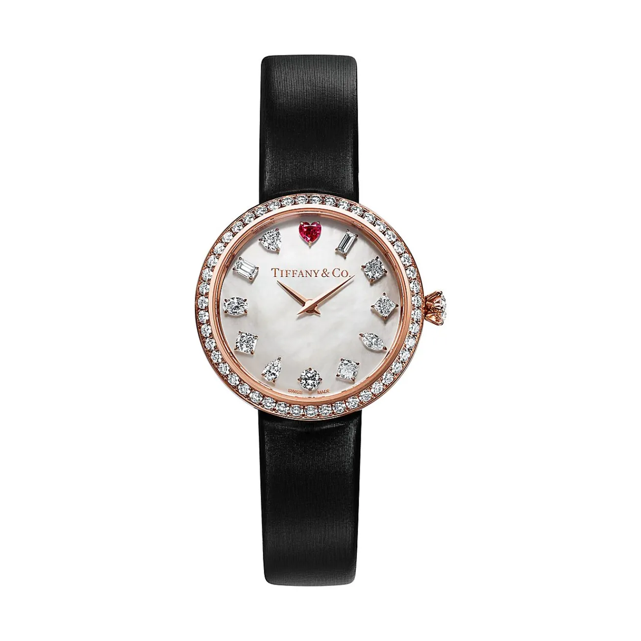 Tiffany & Co. Tiffany Eternity 28 MM Round Watch in Rose Gold with a Rubellite and Diamonds | ^Women Fine Watches|Women’s Watches