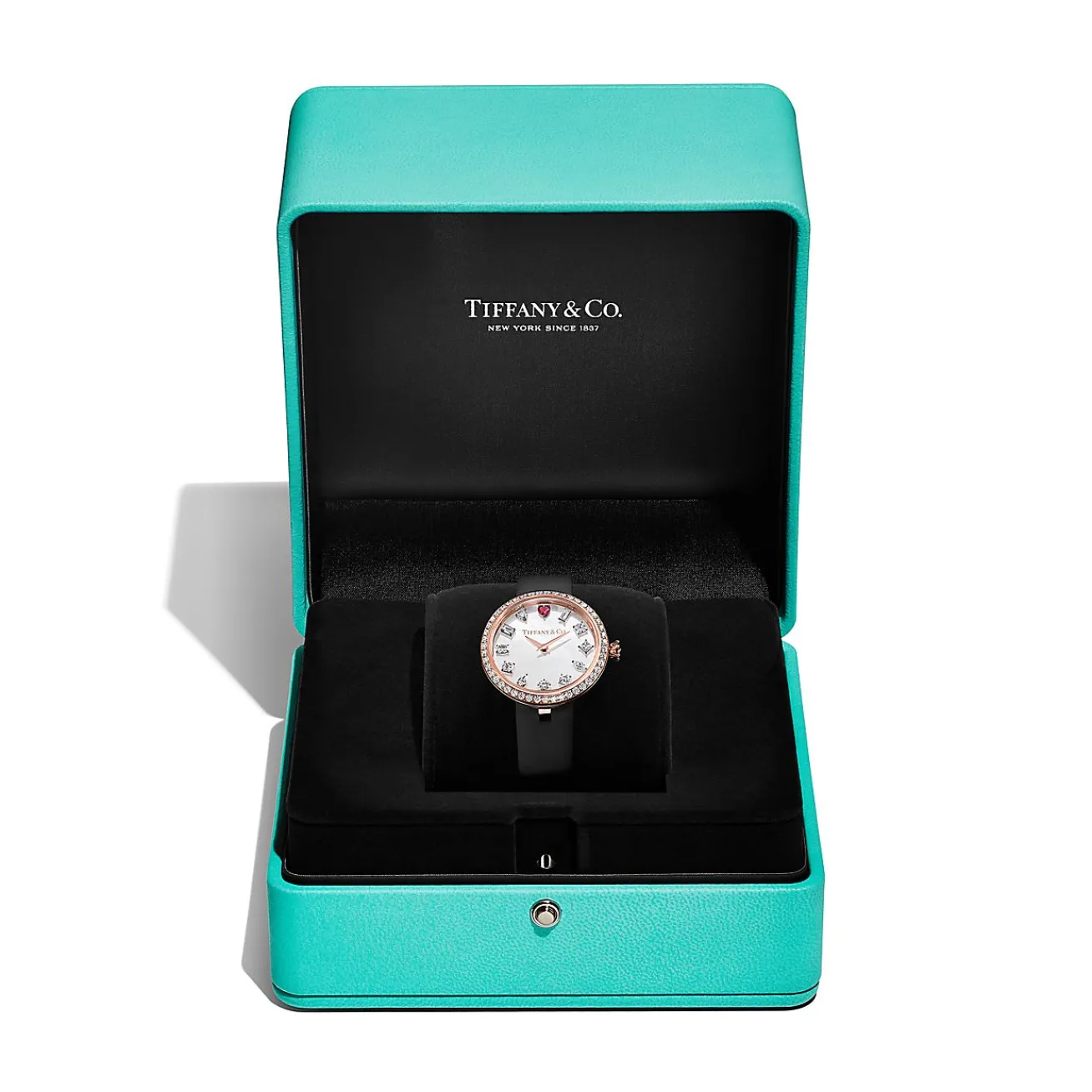 Tiffany & Co. Tiffany Eternity 28 MM Round Watch in Rose Gold with a Rubellite and Diamonds | ^Women Fine Watches|Women’s Watches