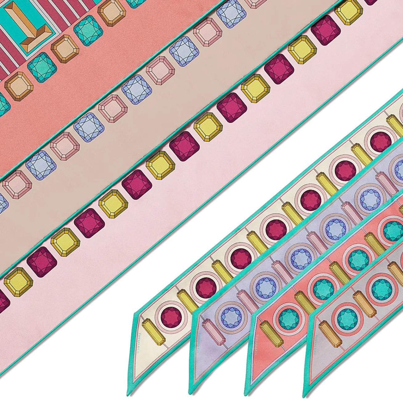 Tiffany & Co. Tiffany Facets Ribbon Scarf in Multicolored Silk | ^Women Scarves & Stoles|Women's Accessories