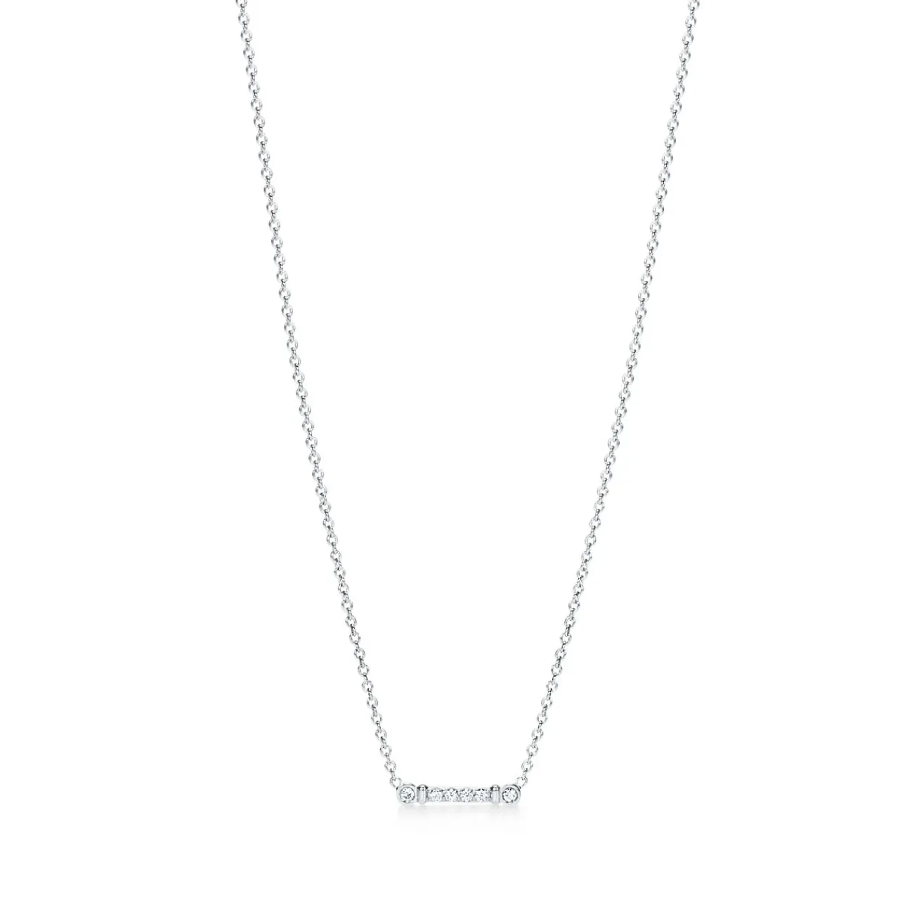 Tiffany & Co. Tiffany Fleur de Lis key bar pendant in platinum with diamonds. | ^ Necklaces & Pendants|Gifts for Her