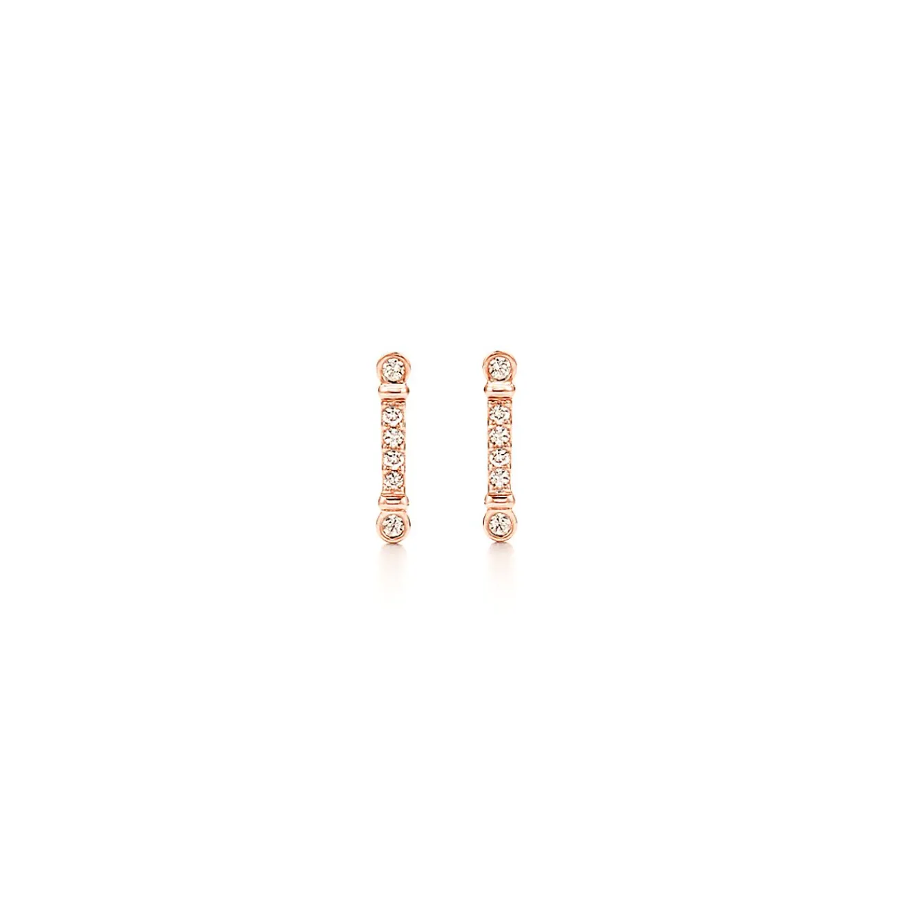 Tiffany & Co. Tiffany Fleur de Lis key bar earrings in 18k rose gold with diamonds. | ^ Earrings|Dainty Jewelry