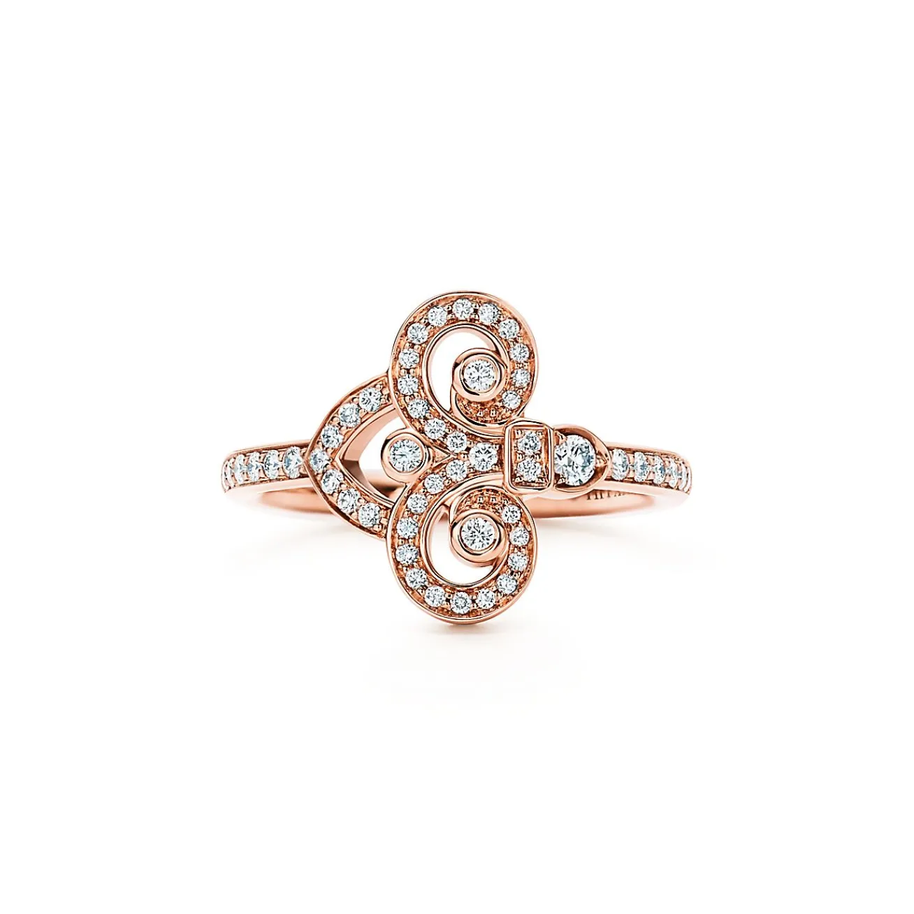 Tiffany & Co. Tiffany Fleur de Lis ring in 18k rose gold with diamonds. | ^ Rings|Rose Gold Jewelry
