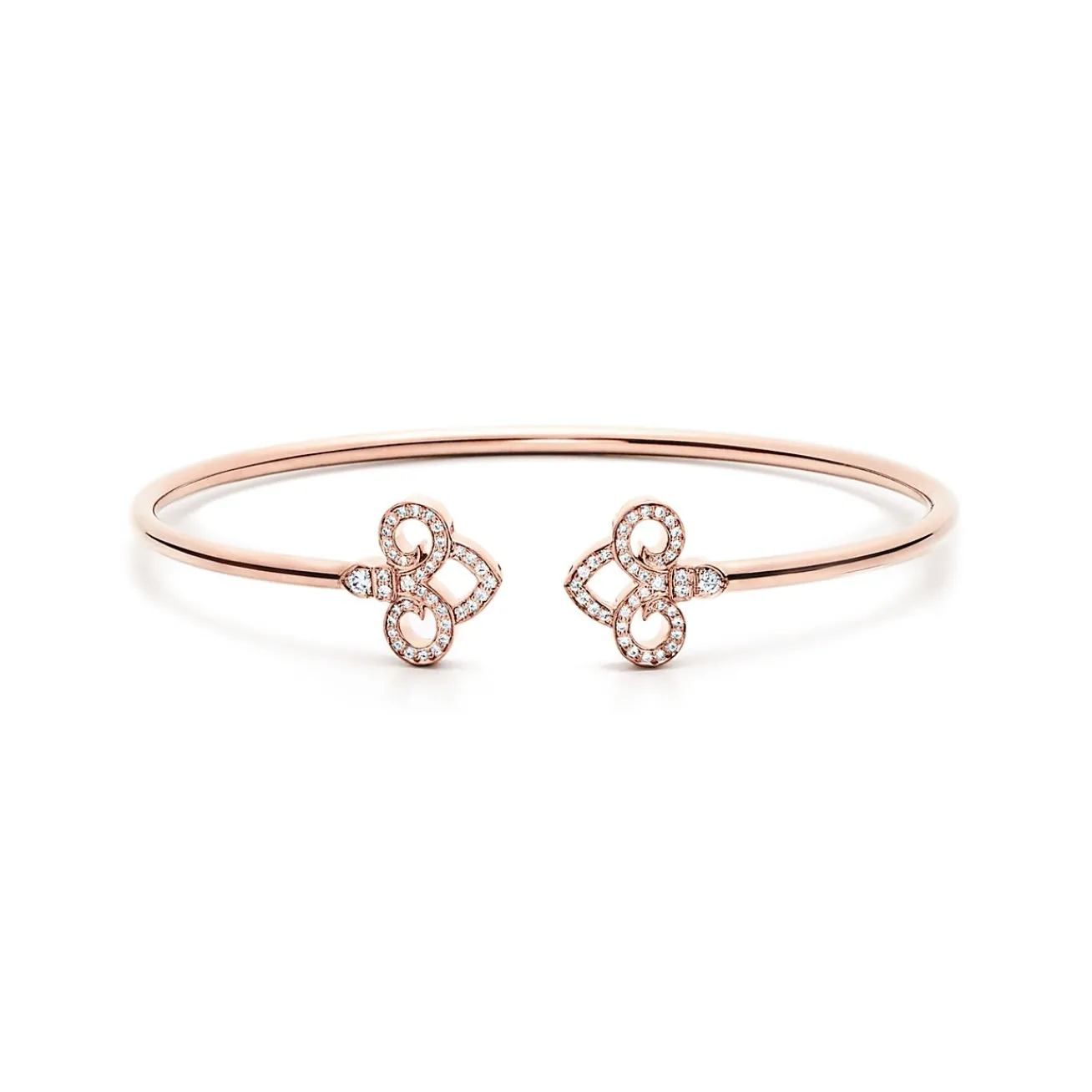Tiffany & Co. Tiffany Fleur de Lis wire bangle in 18k rose gold with diamonds, medium. | ^ Bracelets|Rose Gold Jewelry