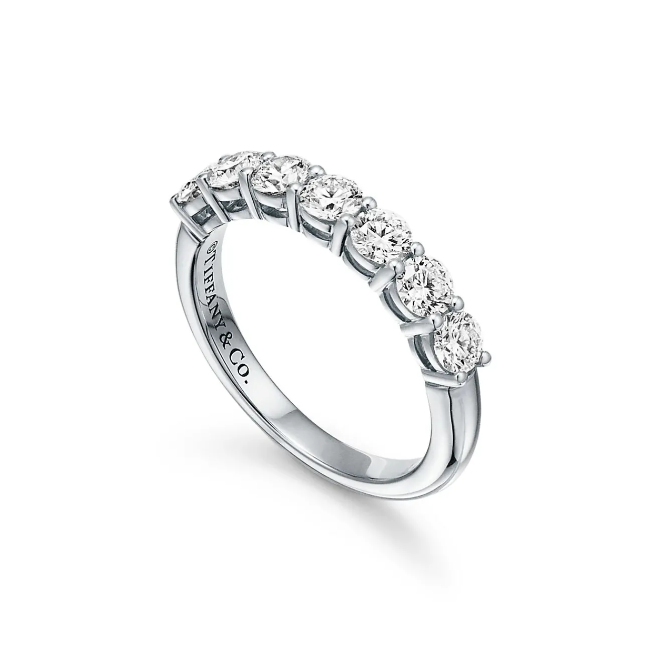 Tiffany & Co. Tiffany Forever Band Ring in Platinum with a Half-circle of Diamonds, 3.5 mm | ^Women Rings|Stacking Rings