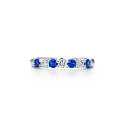 Tiffany & Co. Tiffany Forever Band Ring in Platinum with a Half-circle of Sapphires & Diamonds | ^Women Rings|Stacking Rings