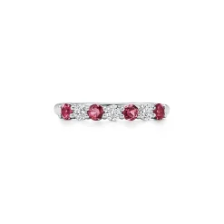 Tiffany & Co. Tiffany Forever Band Ring in Platinum with a Half-circle of Rubies & Diamonds | ^Women Rings|Stacking Rings