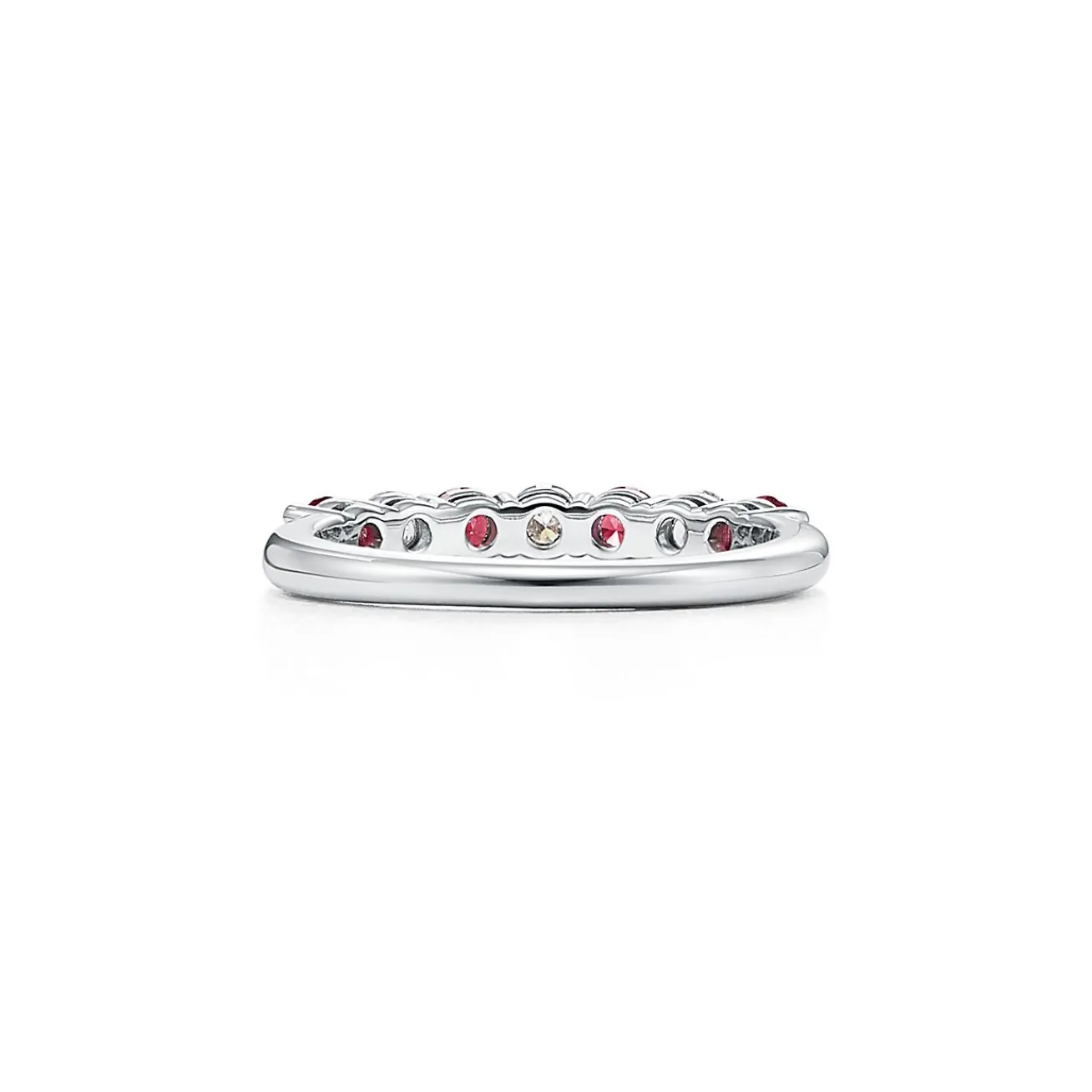 Tiffany & Co. Tiffany Forever Band Ring in Platinum with a Half-circle of Rubies & Diamonds | ^Women Rings|Stacking Rings