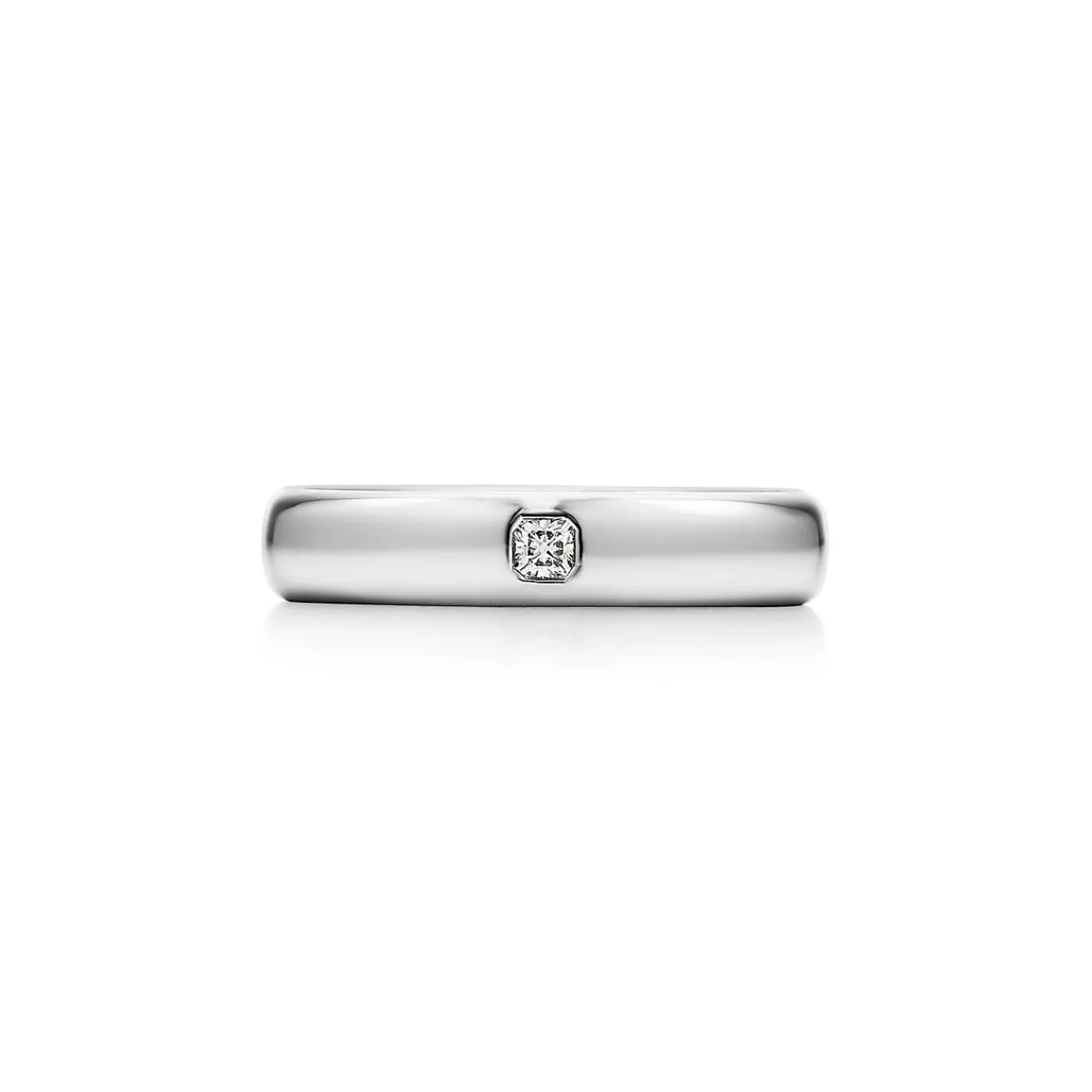 Tiffany & Co. Tiffany Forever Wedding Band Ring in Platinum with a Diamond, 4 mm Wide | ^ Rings|Platinum Jewelry