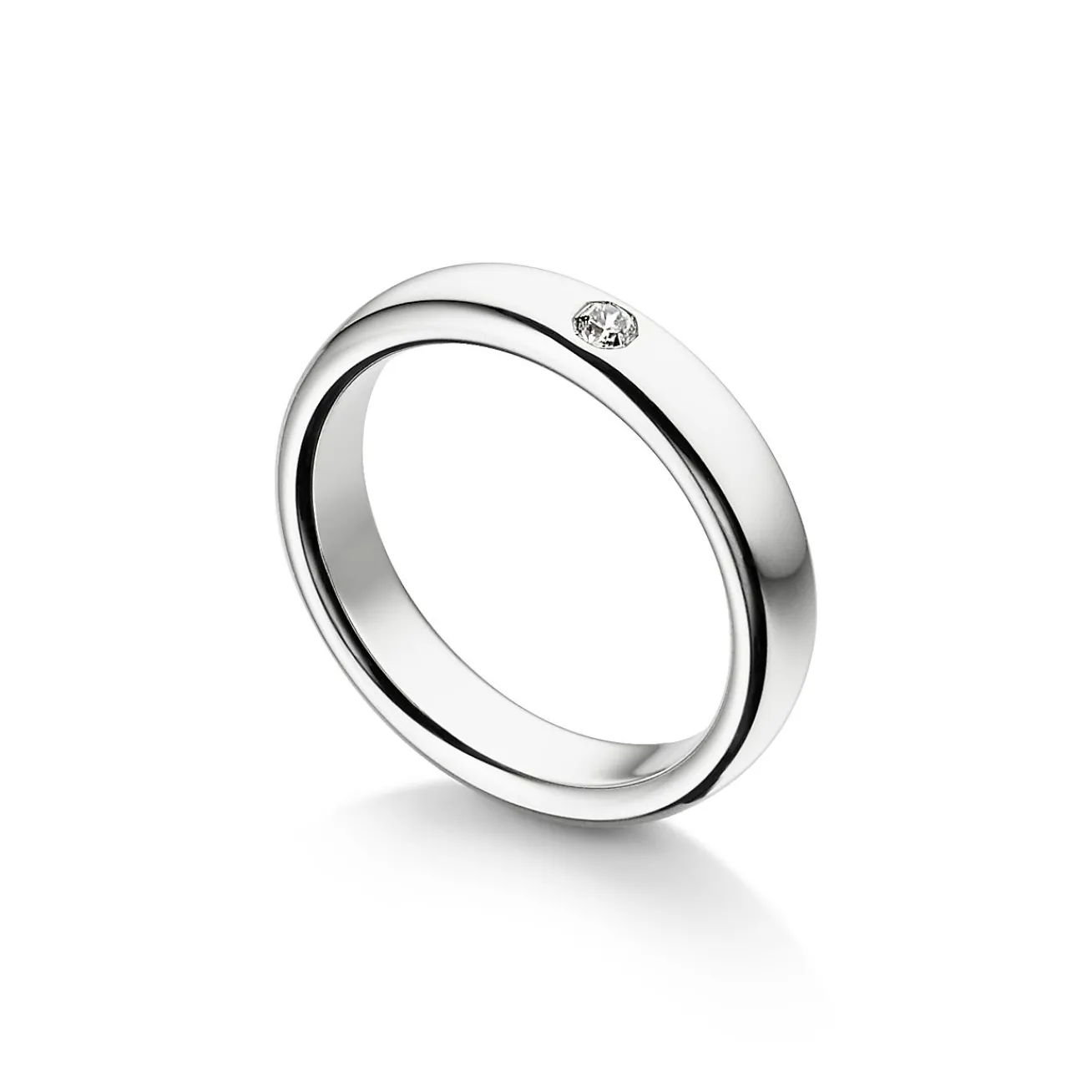 Tiffany & Co. Tiffany Forever Wedding Band Ring in Platinum with a Diamond, 4 mm Wide | ^ Rings|Platinum Jewelry