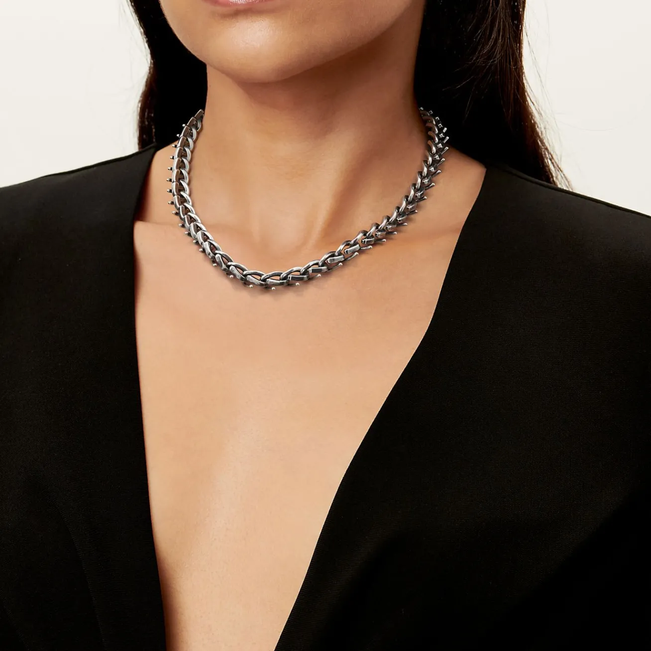 Tiffany & Co. Tiffany Forge Medium Link Necklace in Blackened Sterling Silver | ^ Necklaces & Pendants|Men's Jewelry
