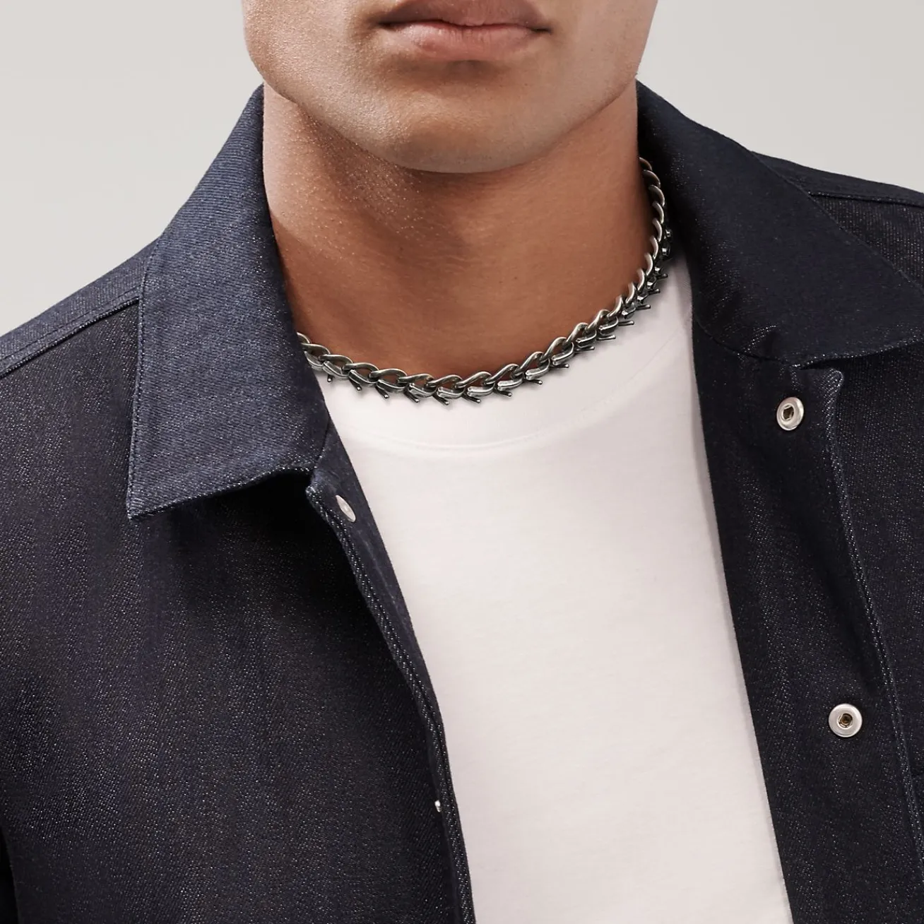 Tiffany & Co. Tiffany Forge Medium Link Necklace in Blackened Sterling Silver | ^ Necklaces & Pendants|Men's Jewelry