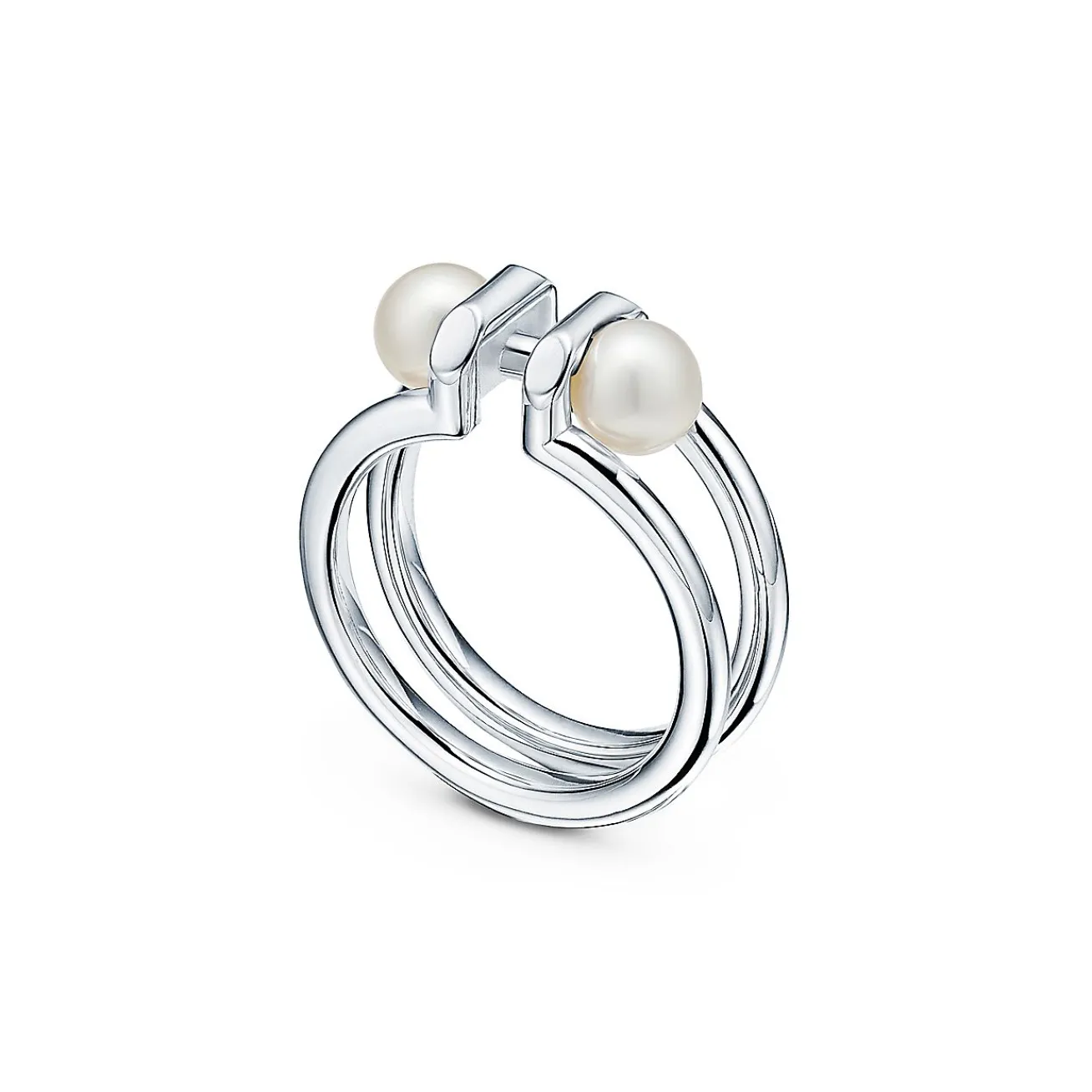 Tiffany & Co. Tiffany HardWear double pearl ring in sterling silver. | ^ Rings|Men's Jewelry