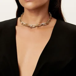 Tiffany & Co. Tiffany HardWear Graduated Link Necklace in Yellow Gold with Pavé Diamonds | ^ Necklaces & Pendants|Gold Jewelry
