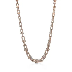 Tiffany & Co. Tiffany HardWear Graduated Link Necklace in Rose Gold with Pavé Diamonds | ^ Necklaces & Pendants|Rose Gold Jewelry