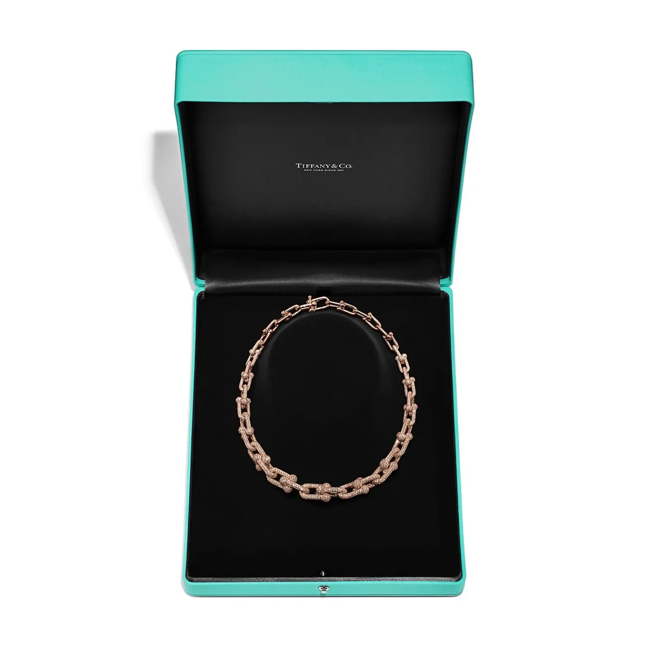 Tiffany & Co. Tiffany HardWear Graduated Link Necklace in Rose Gold with Pavé Diamonds | ^ Necklaces & Pendants|Rose Gold Jewelry