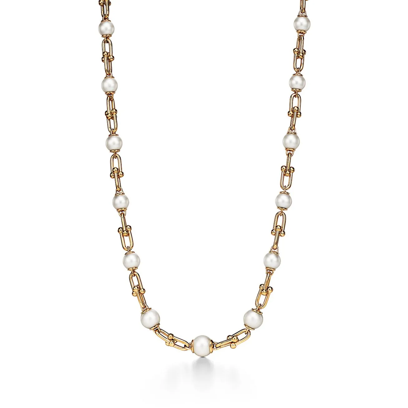 Tiffany & Co. Tiffany HardWear Graduated Link Necklace in Yellow Gold with Freshwater Pearls | ^ Necklaces & Pendants|New Jewelry