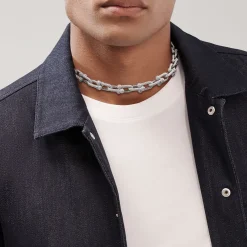 Tiffany & Co. Tiffany HardWear Graduated Link Necklace in White Gold with Pavé Diamonds | ^ Necklaces & Pendants|Men's Jewelry