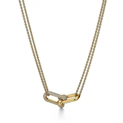 Tiffany & Co. Tiffany HardWear Large Double Link Pendant in Yellow Gold with Pavé Diamonds | ^ Necklaces & Pendants|Gold Jewelry