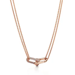 Tiffany & Co. Tiffany HardWear Large Double Link Pendant in Rose Gold with Pavé Diamonds | ^ Necklaces & Pendants|Gifts for Her