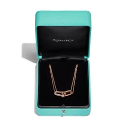 Tiffany & Co. Tiffany HardWear Large Double Link Pendant in Rose Gold with Pavé Diamonds | ^ Necklaces & Pendants|Gifts for Her