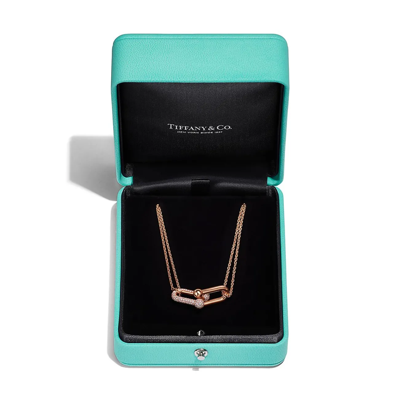 Tiffany & Co. Tiffany HardWear Large Double Link Pendant in Rose Gold with Pavé Diamonds | ^ Necklaces & Pendants|Gifts for Her