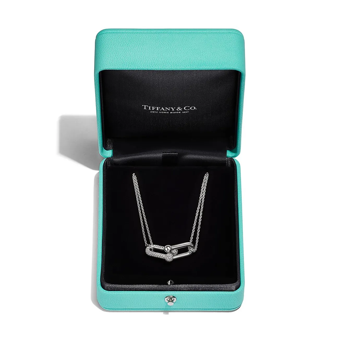 Tiffany & Co. Tiffany HardWear Large Double Link Pendant in White Gold with Pavé Diamonds | ^ Necklaces & Pendants|Diamond Jewelry