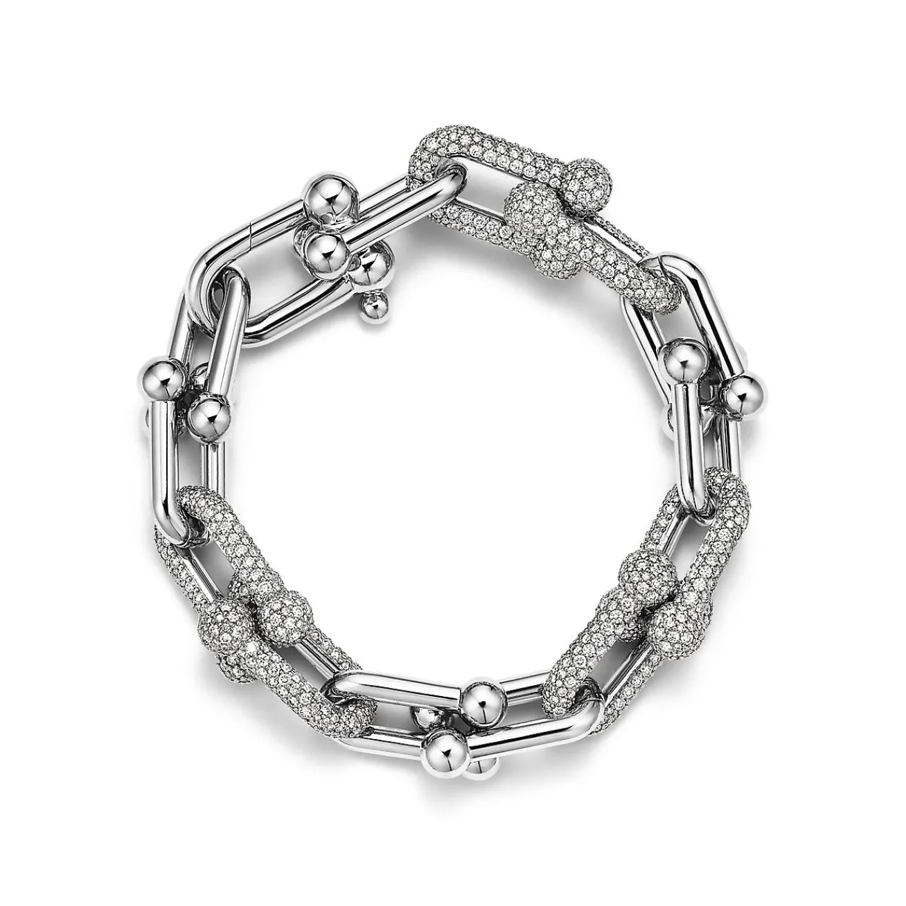 Tiffany & Co. Tiffany HardWear Large Link Bracelet in White Gold with Pavé Diamonds | ^ Bracelets|New Jewelry