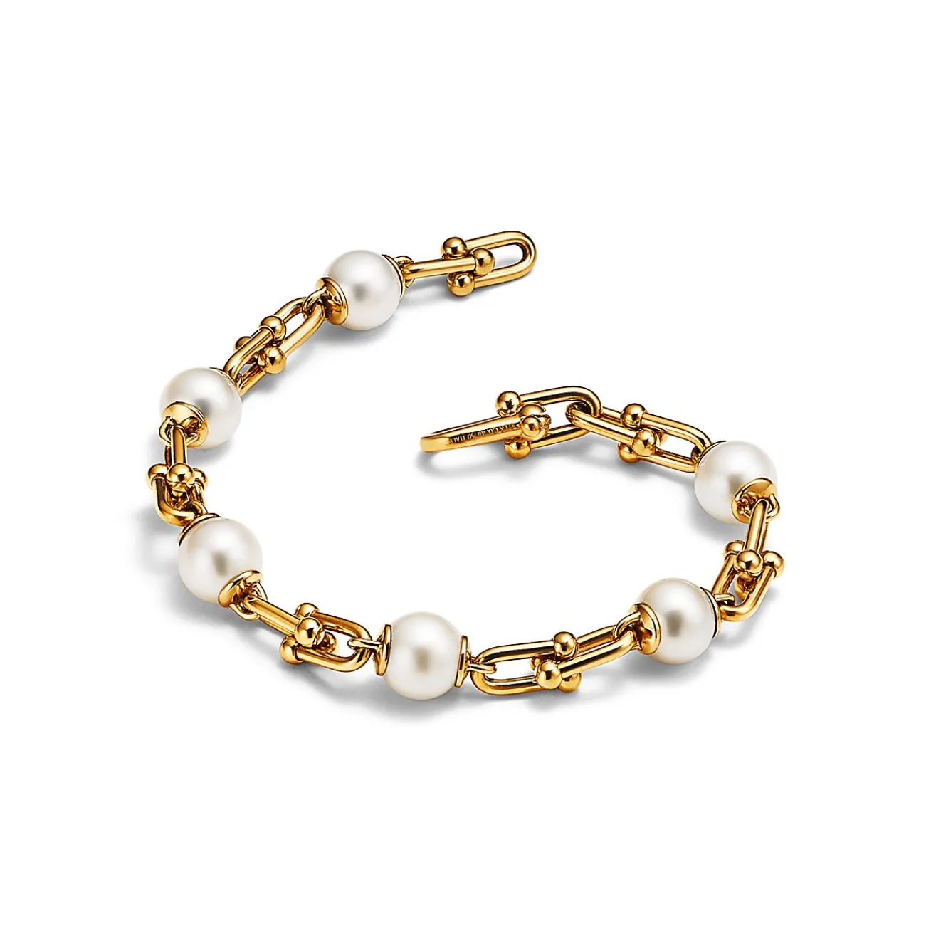 Tiffany & Co. Tiffany HardWear Link Bracelet in Yellow Gold with Freshwater Pearls | ^ Bracelets|Gifts for Her
