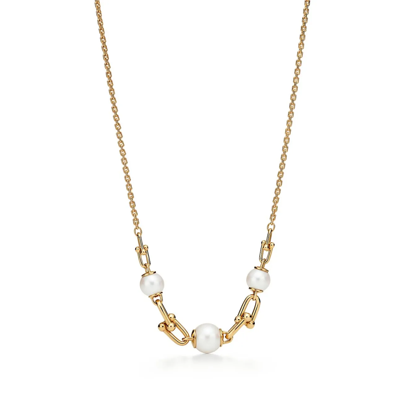 Tiffany & Co. Tiffany HardWear Link Necklace in Yellow Gold with Freshwater Pearls | ^ Necklaces & Pendants|Gold Jewelry
