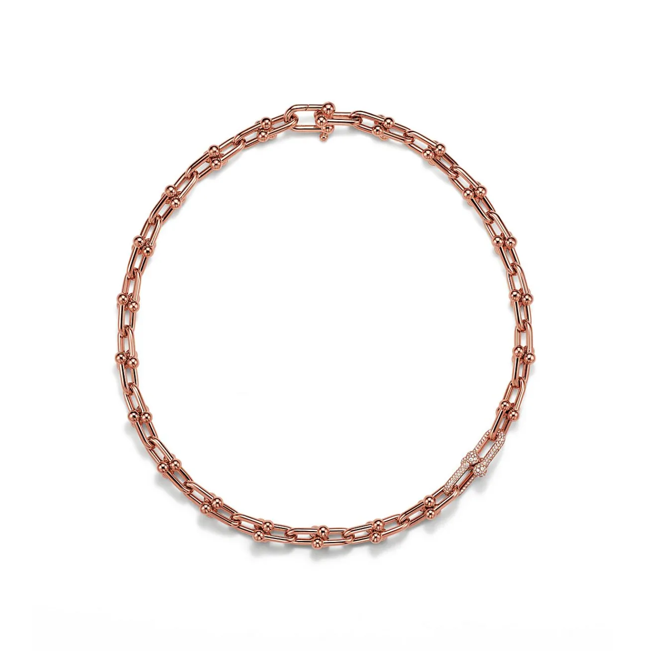 Tiffany & Co. Tiffany HardWear Medium Link Necklace in Rose Gold with Diamonds | ^ Necklaces & Pendants|New Jewelry