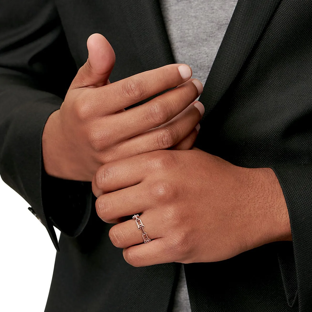 Tiffany & Co. Tiffany HardWear Micro Link Ring in Rose Gold | ^ Rings|New Jewelry