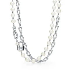 Tiffany & Co. Tiffany HardWear Pearl Lock Necklace in Silver, 9-10 mm | ^ Necklaces & Pendants|Men's Jewelry