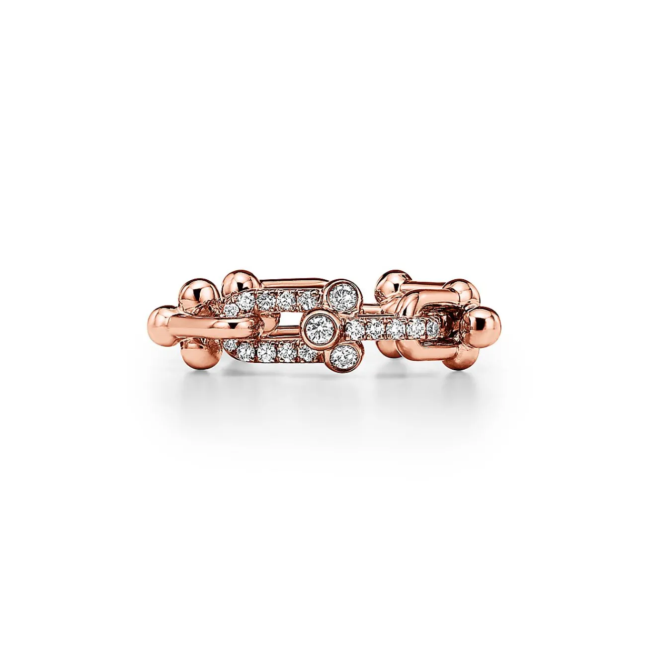 Tiffany & Co. Tiffany HardWear Small Link Ring in Rose Gold with Diamonds | ^ Rings|New Jewelry