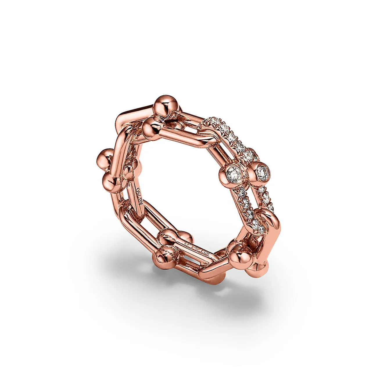 Tiffany & Co. Tiffany HardWear Small Link Ring in Rose Gold with Diamonds | ^ Rings|New Jewelry