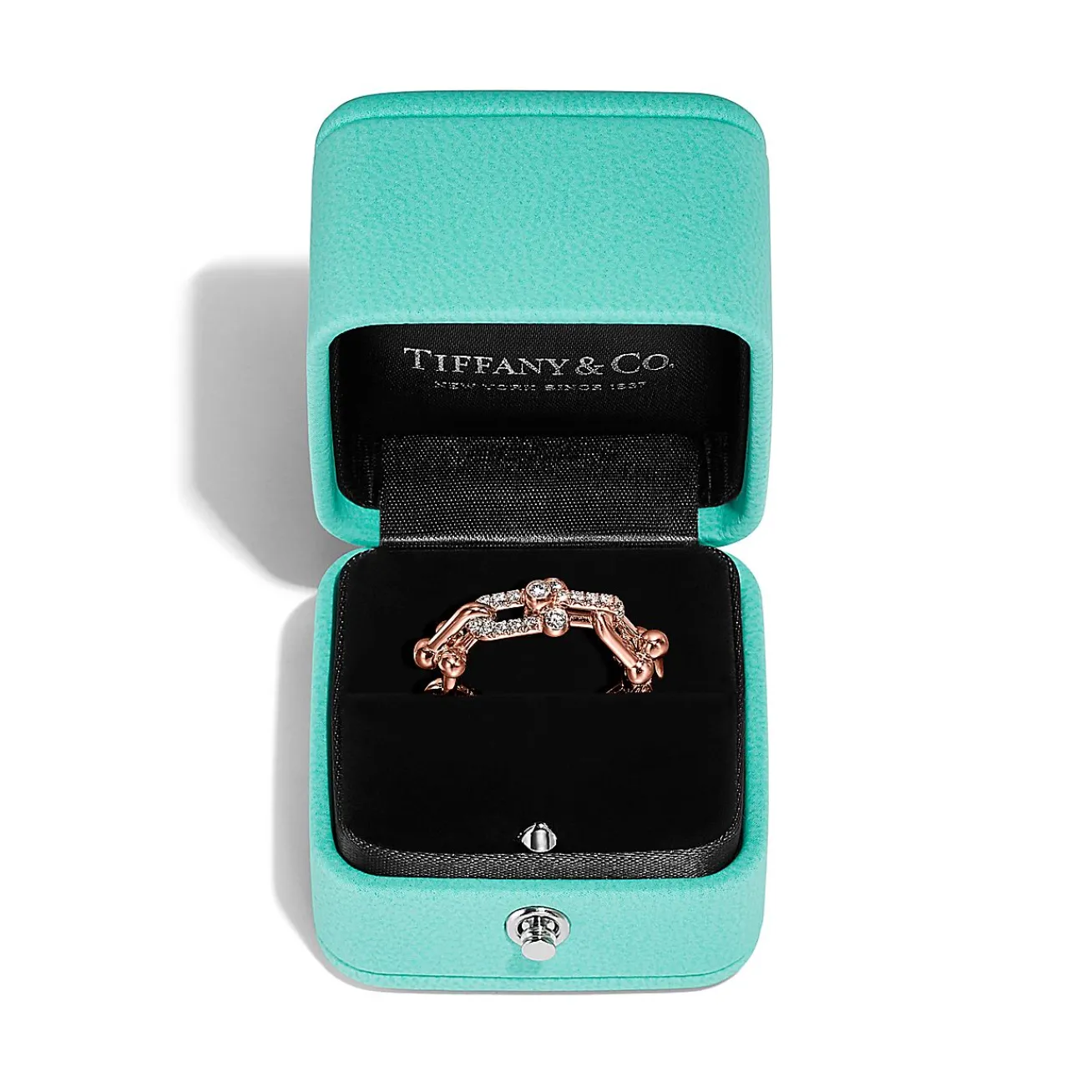 Tiffany & Co. Tiffany HardWear Small Link Ring in Rose Gold with Diamonds | ^ Rings|New Jewelry