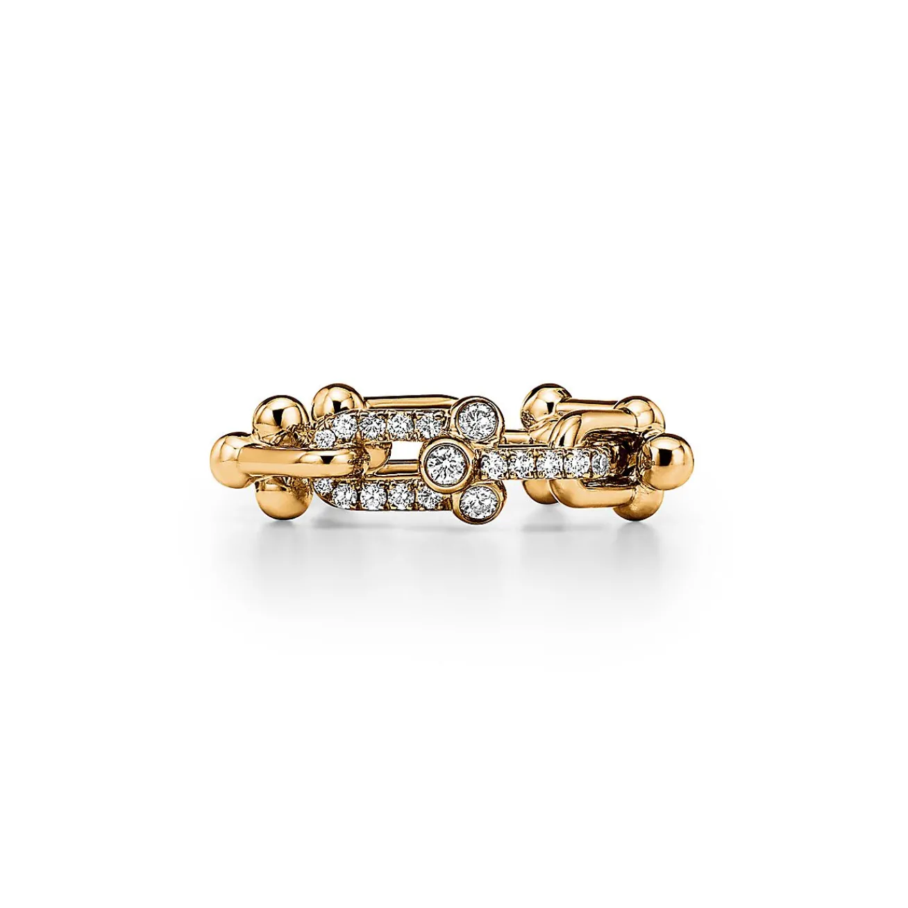 Tiffany & Co. Tiffany HardWear Small Link Ring in Yellow Gold with Diamonds | ^ Rings|New Jewelry